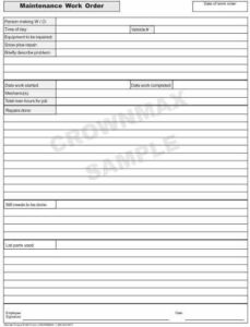 Work order forms 1 3621 maintenance work order