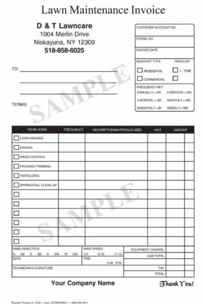 4123 lawn maintenance invoice