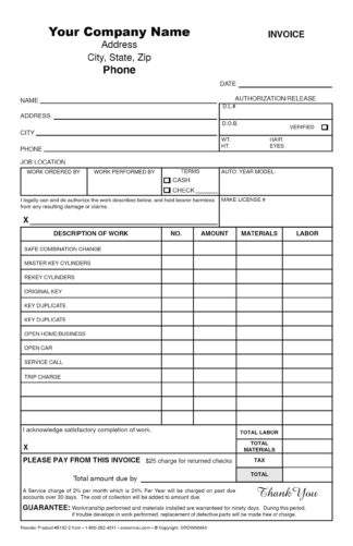 5133 Locksmith Invoice