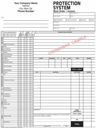 5213 Protection System Work Order / Invoice