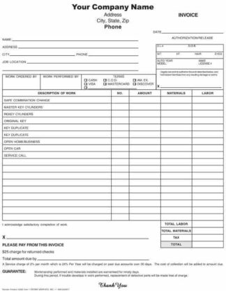 5263 locksmith invoice