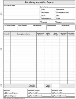 5292 Receiving Inspection Report