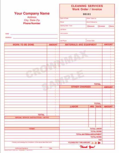 Work order invoice