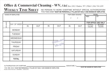 5616-weekly time sheet cleaning