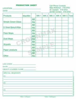 5618 Cleaning Production Sheets