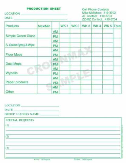 5618 cleaning production sheets