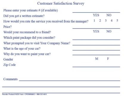 6201 - body shop estimate customer survey postcard