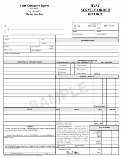 6822 - hvac service order / invoice