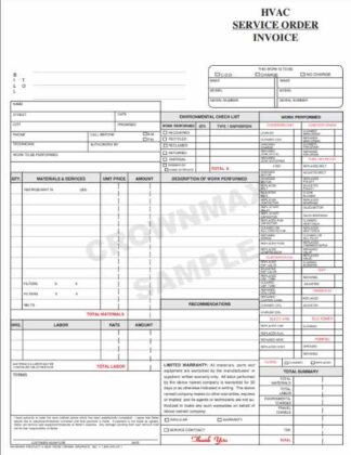 6833 HVAC Service Order / Invoice