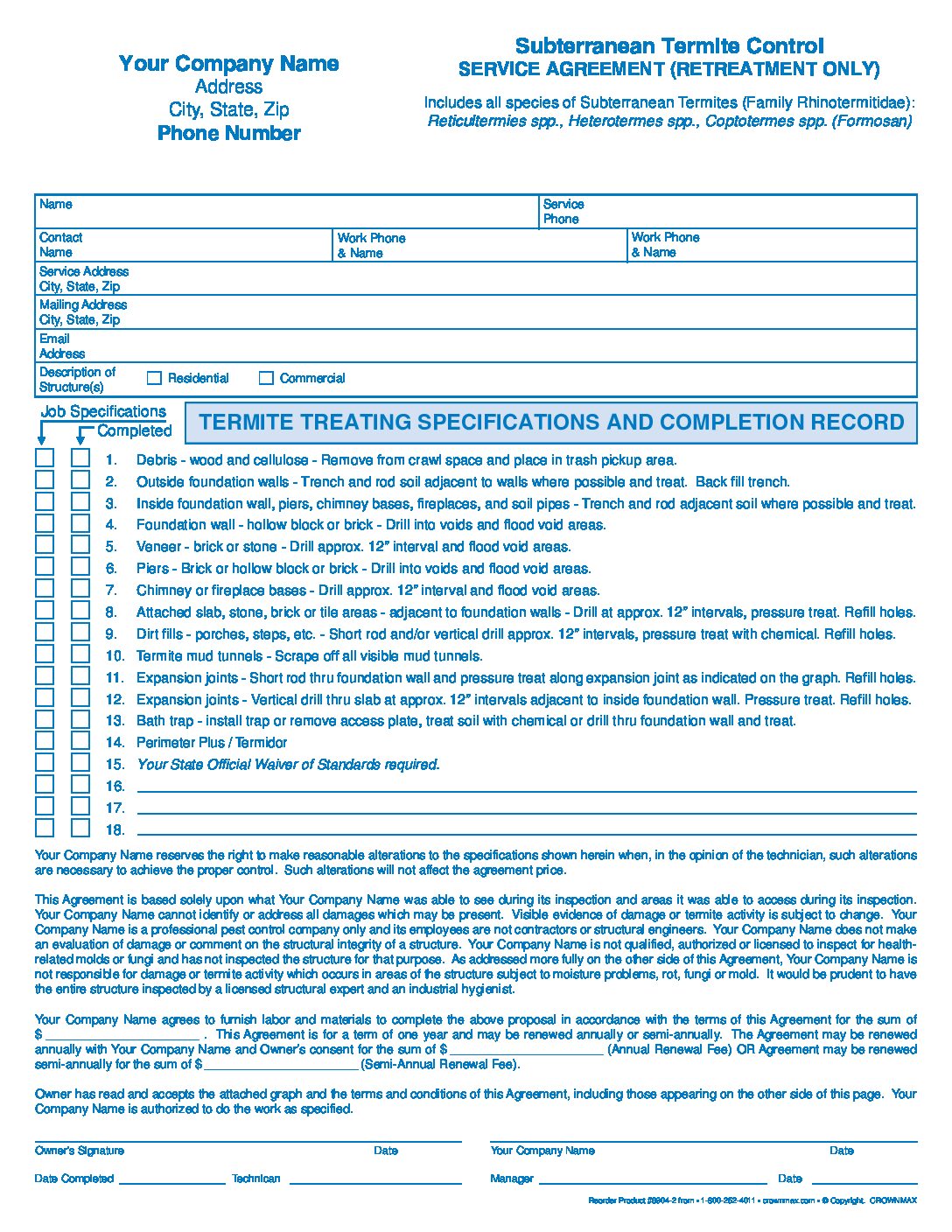 6904 – Subterranean Termite Agreement – 2-pt