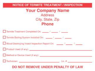 7009 Notice of Termite Treatment Inspection