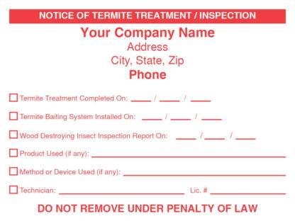 7009 notice of termite treatment inspection