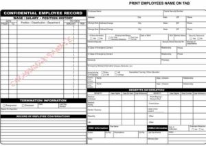 Crownmax printed business forms 5 7024 confidential employee record folder
