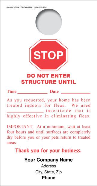 7026 – STOP Treatment Door Hanger - Fleas