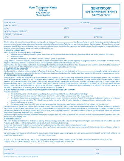 7034 PREVIEW Sentricon Service Plan
