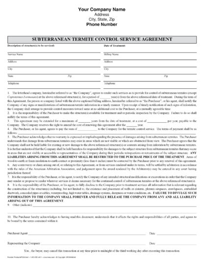 7037 subterranean termite service agreement