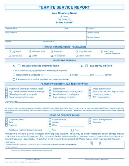 7043 Termite Service Report