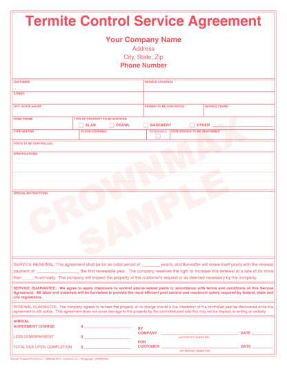 Termite Control Service Agreement