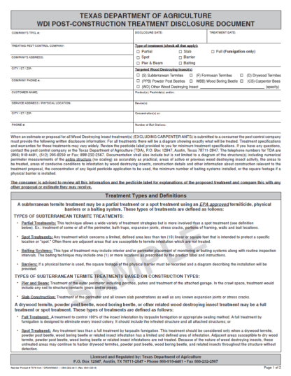 7079 texas dept. Of agriculture wdi post construction treatment disclosure