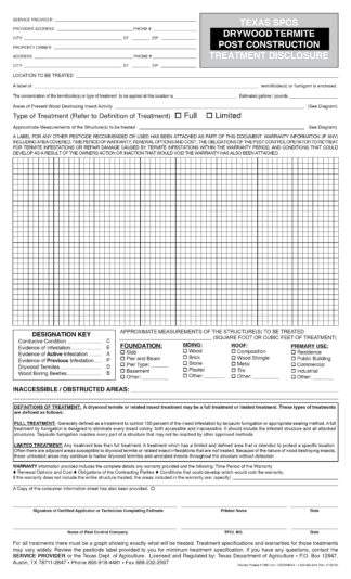 7080 Texas Drywood Post Construction Disclosure