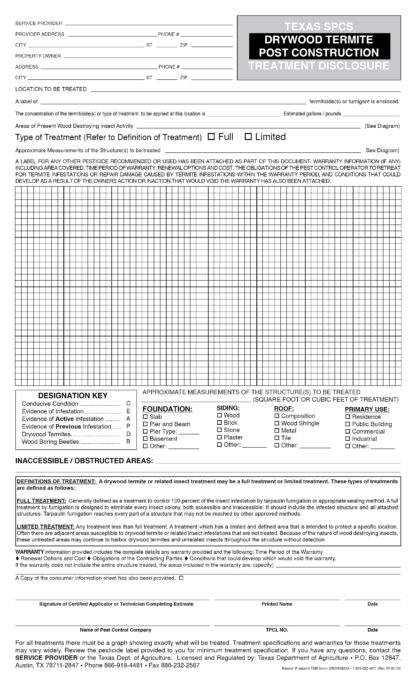 7080 texas drywood post construction disclosure