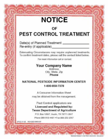 7083 notice of treatment sign