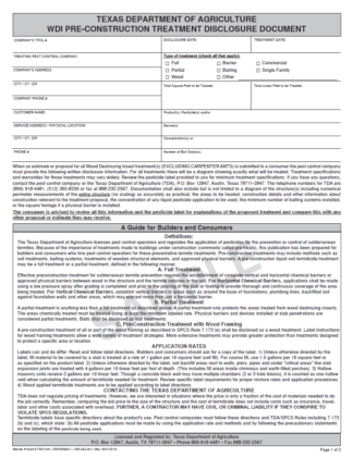 7090 Texas Dept. of Agriculture WDI Pre Construction Treatment Disclosure Document