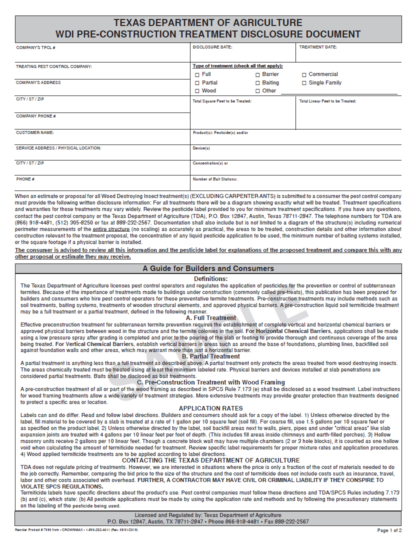 7090 texas dept. Of agriculture wdi pre construction treatment disclosure document