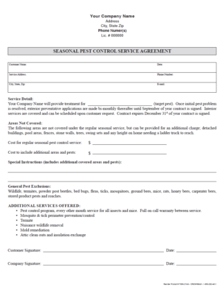 7099 - Seasonal Pest Control Service Agreement