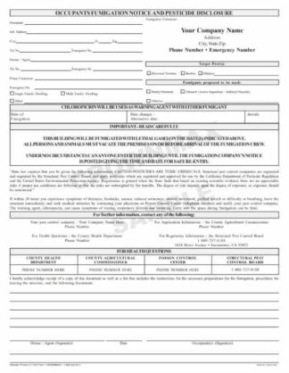 7132 CA Occupants Fumigation Notice & Pesticide Disclosure