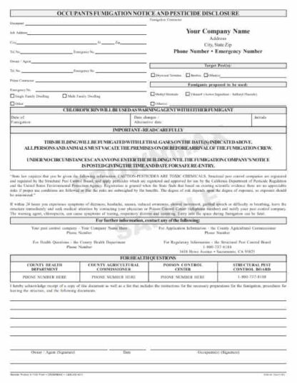 7132 CA Occupants Fumigation Notice & Pesticide Disclosure