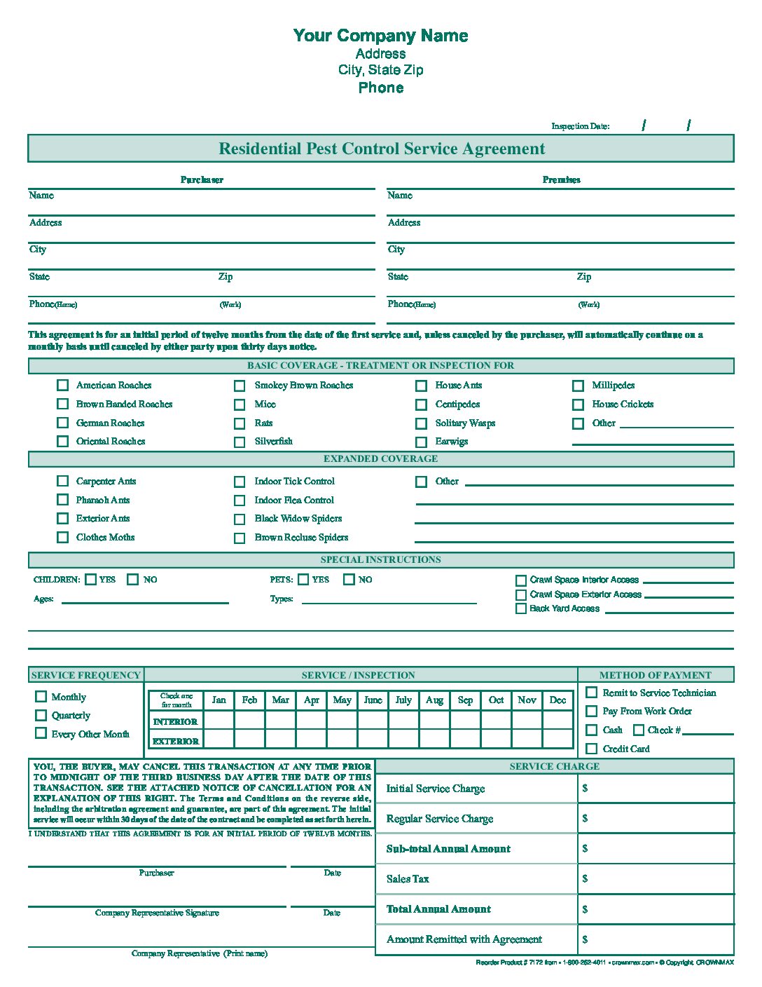 7172 – Residential Service Agreement