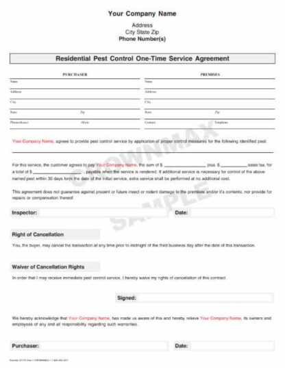 7175 Residential . 1-Time Service Agreement