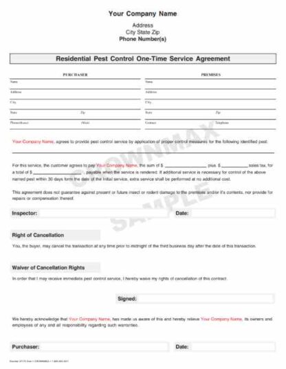 7175 residential. 1-time service agreement