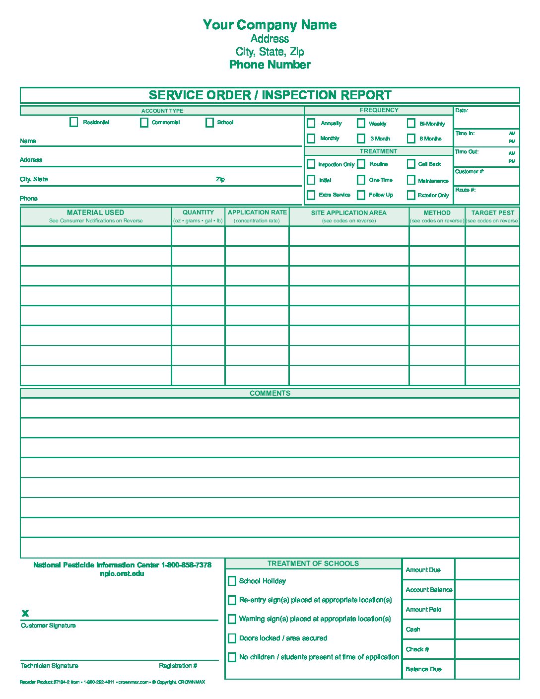 7184 – Service Report Invoice