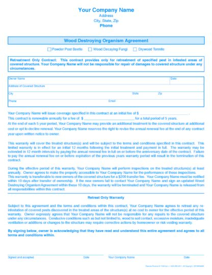 Wood Destroying Organism Agreement