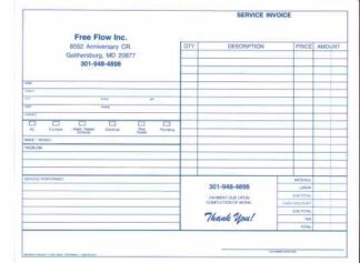 7233 - Plumbing Service Invoice
