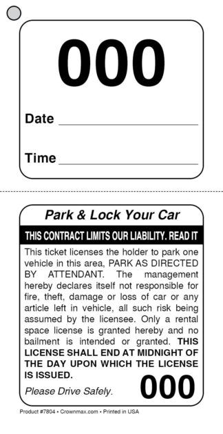 7804- valet parking ticket classic timed