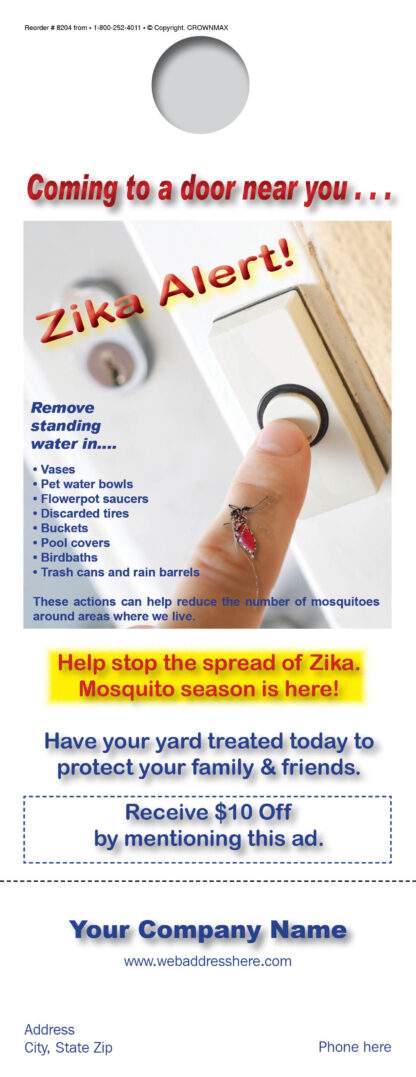 8204 zika door hanger - stop the spread