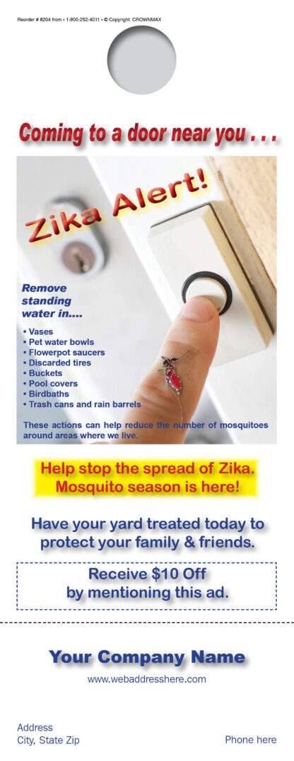8204 Zika Door Hanger - Stop The Spread