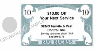 8222 Bug Bucks Door hanger