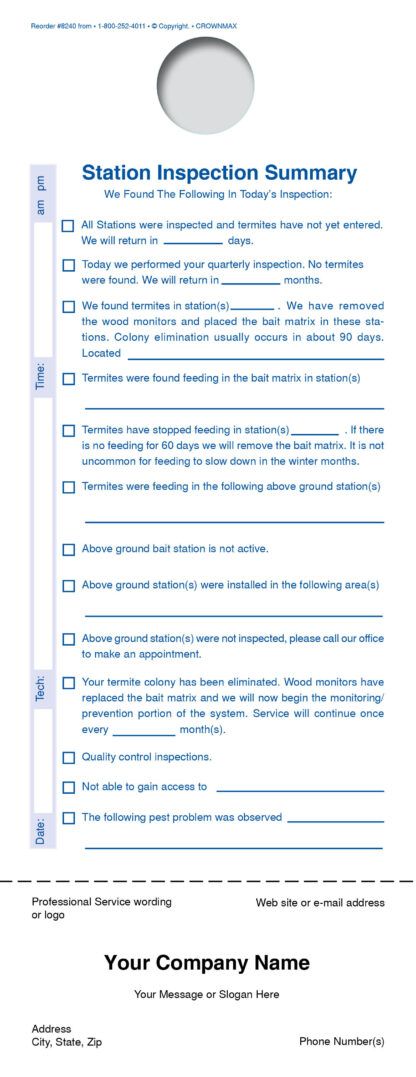 8240 Station Inspection Summary